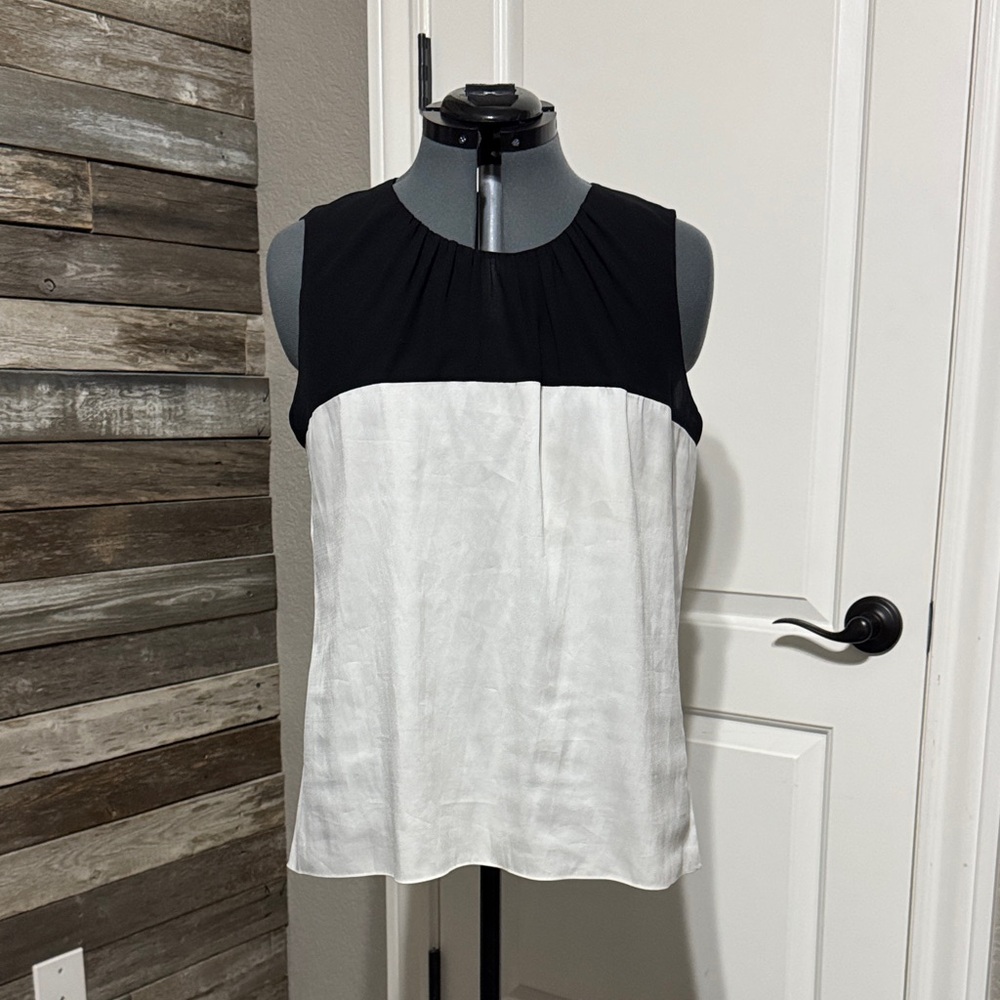 Catherines Black and White Sleeveless Blouse